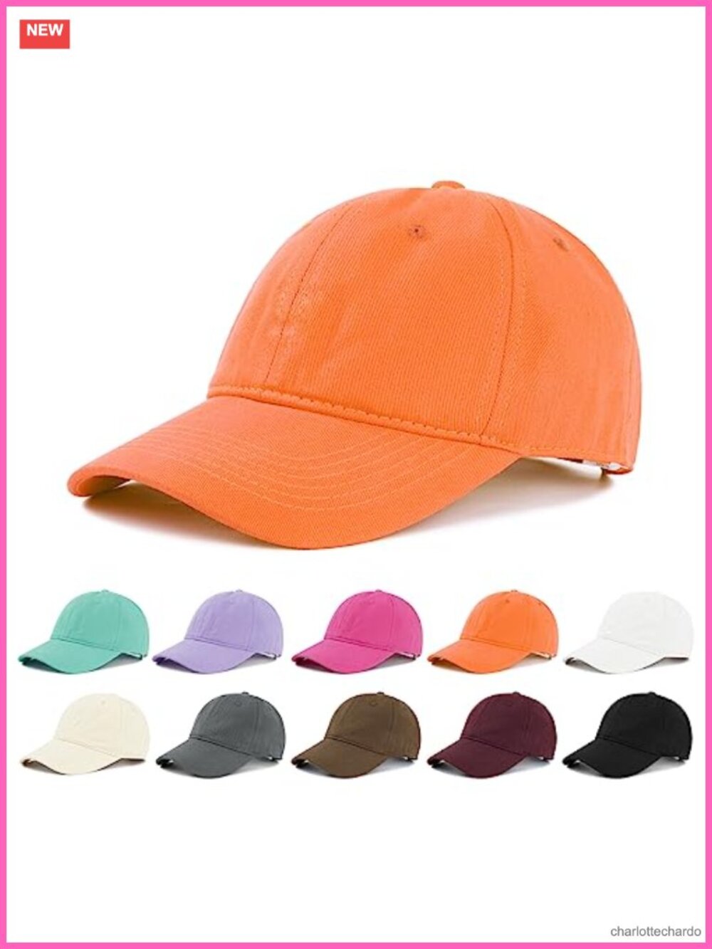 Women's 100% Cotton Baseball Cap Unstructured Dad Hat Adjustable Sun Protection